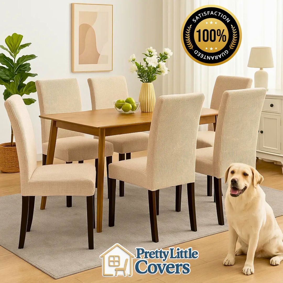 8pc PrettyGuard™ Chair Covers – Instantly Revive Old Chairs!