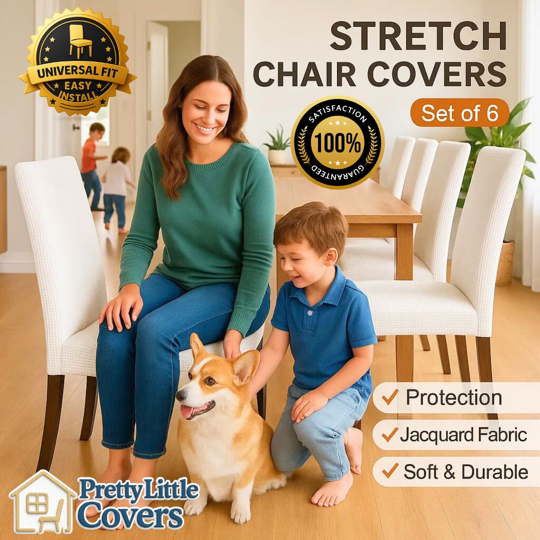 8pc PrettyGuard™ Chair Covers – Instantly Revive Old Chairs!