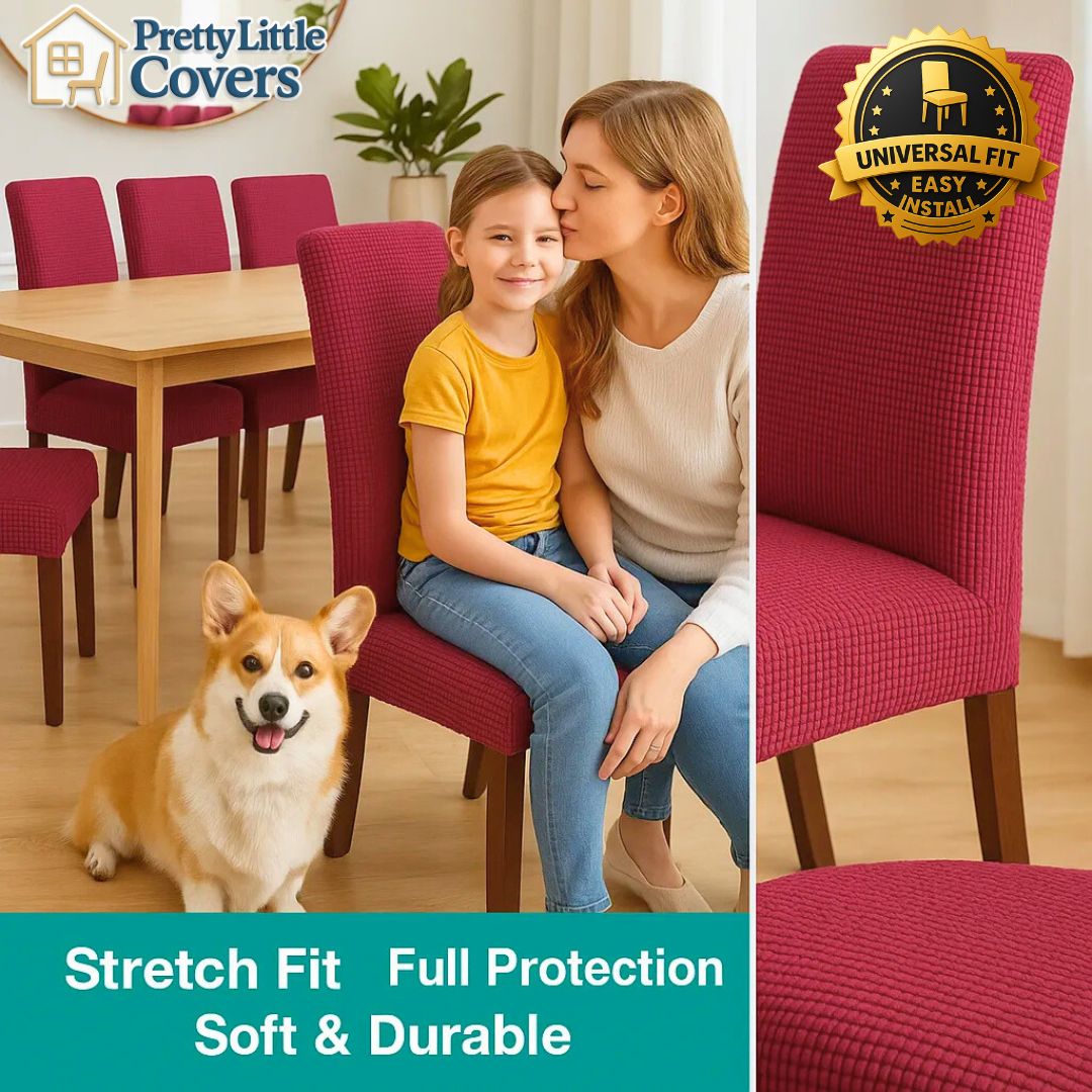 8pc PrettyGuard™ Chair Covers – Instantly Revive Old Chairs!