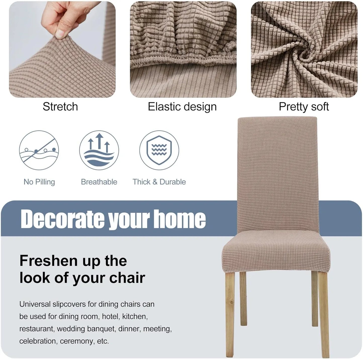 8pc PrettyGuard™ Chair Covers – Instantly Revive Old Chairs!