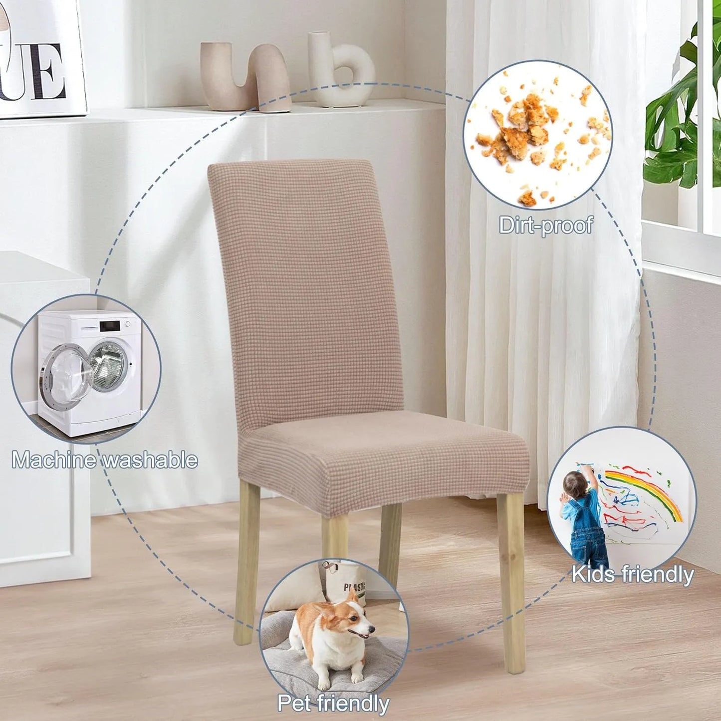 8pc PrettyGuard™ Chair Covers – Instantly Revive Old Chairs!