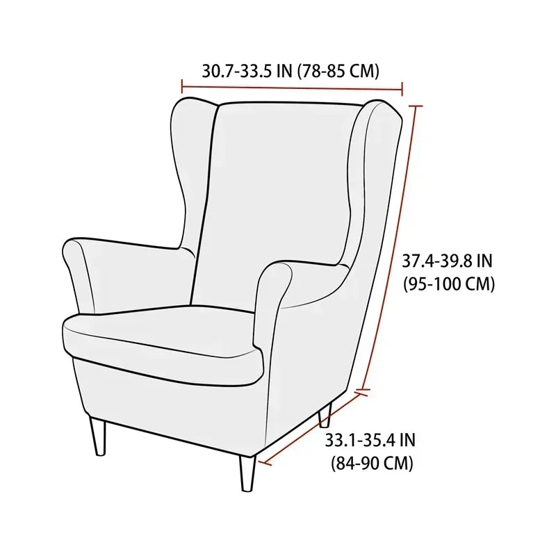 PrettyGuard Jacquard Wing Chair Cover