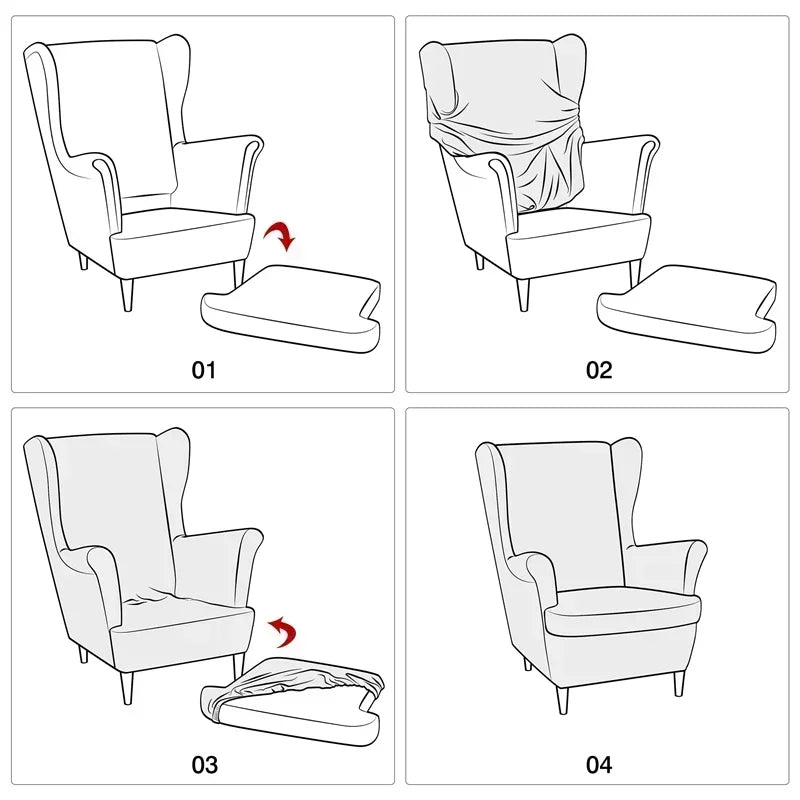 PrettyGuard Jacquard Wing Chair Cover