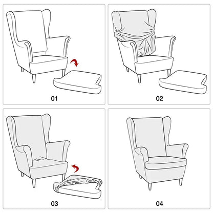 PrettyGuard Jacquard Wing Chair Cover