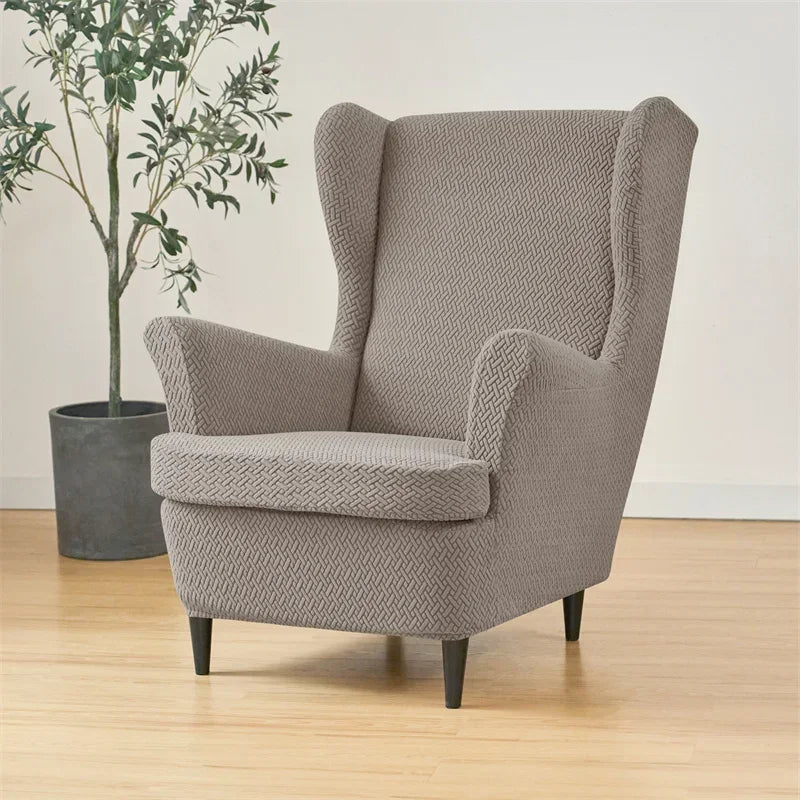 PrettyGuard Jacquard Wing Chair Cover