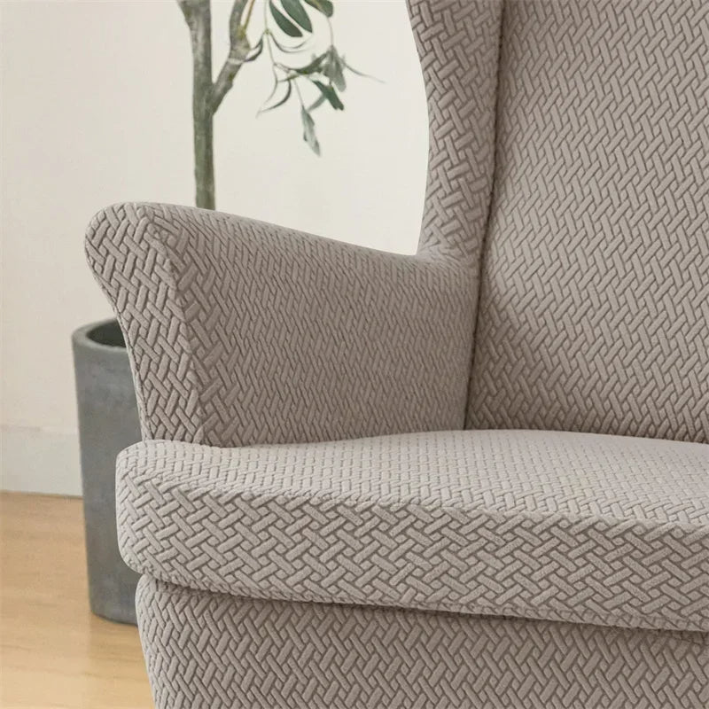 PrettyGuard Jacquard Wing Chair Cover