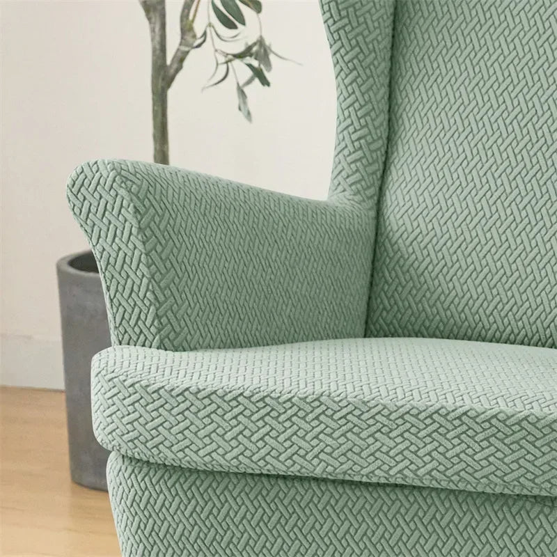 PrettyGuard Jacquard Wing Chair Cover