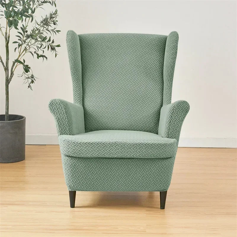 PrettyGuard Jacquard Wing Chair Cover