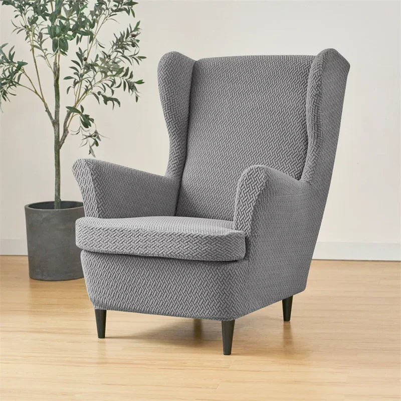 PrettyGuard Jacquard Wing Chair Cover