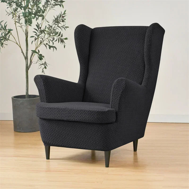 PrettyGuard Jacquard Wing Chair Cover