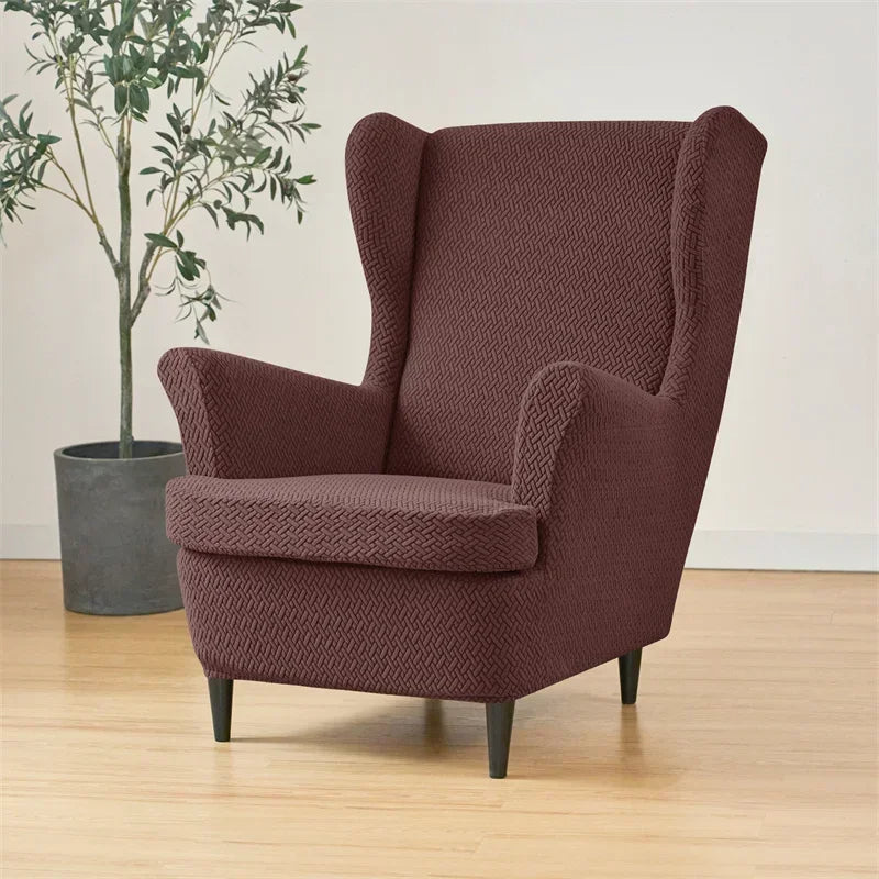 PrettyGuard Jacquard Wing Chair Cover