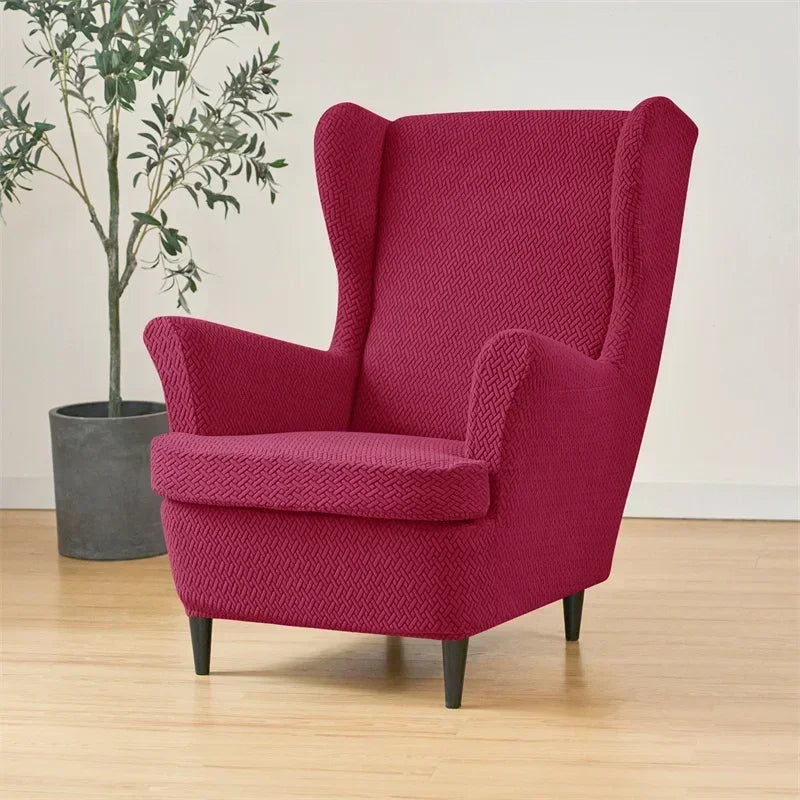 PrettyGuard Jacquard Wing Chair Cover