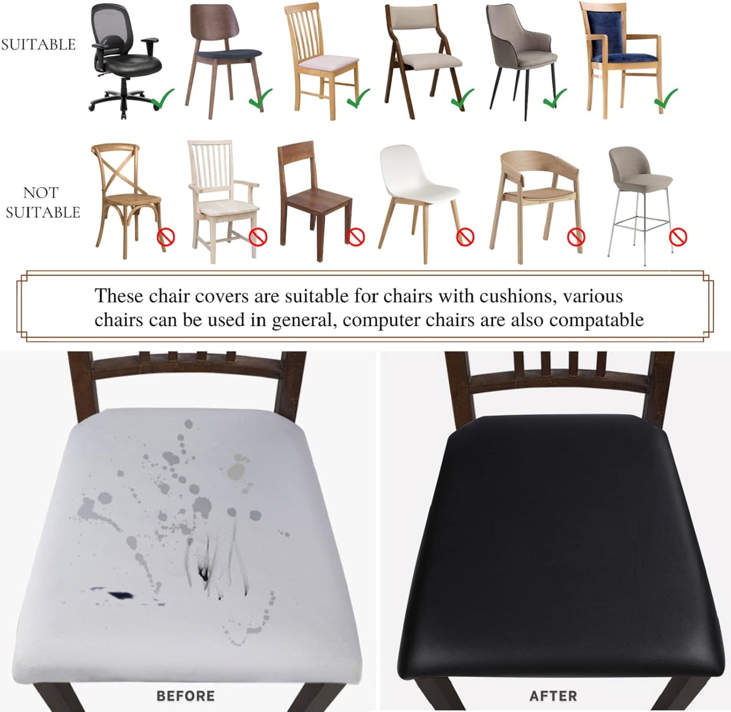 SmartFit Leather Chair Covers Set