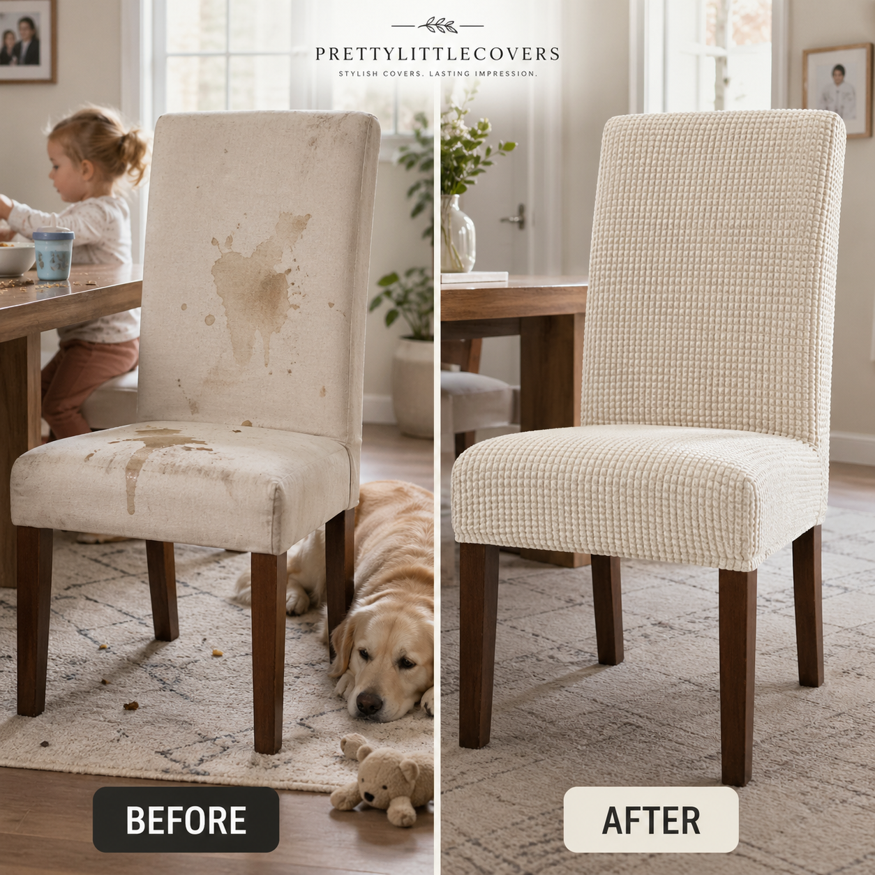 PrettyGuard™ Waterproof Chair Covers – Instantly Revive Old Chairs!