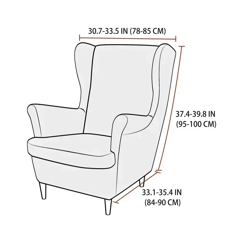 PrettyGuard Jacquard Wing Chair Cover