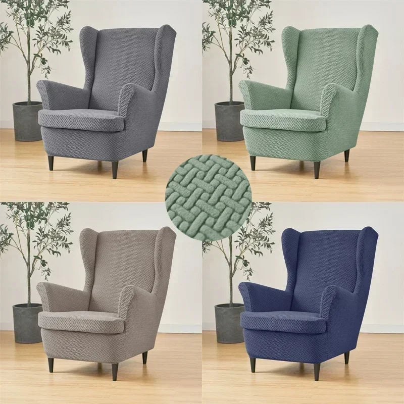 PrettyGuard Jacquard Wing Chair Cover