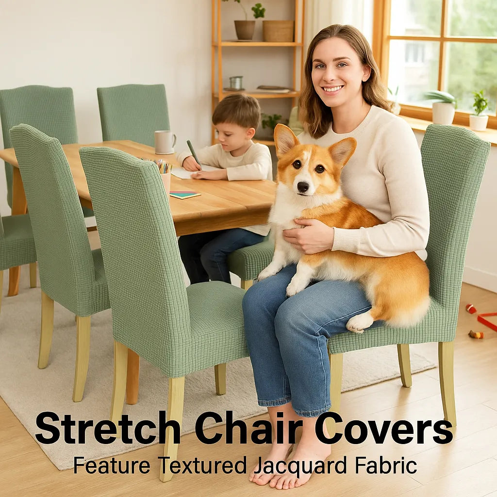 8pc PrettyGuard™ Chair Covers – Instantly Revive Old Chairs!