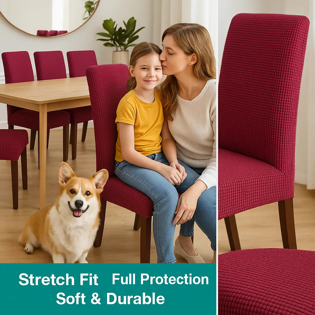 LuxeStretch™ Waterproof Chair Covers – Premium Fit, Pet & Spill Proof